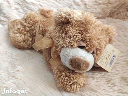 Plüss állat figura barna masnis fekvő maci