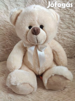 Plüss állat figura fehér masnis maci