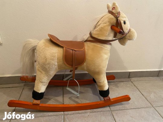 Plüss hintaló, hanggal, nyerít és trappol