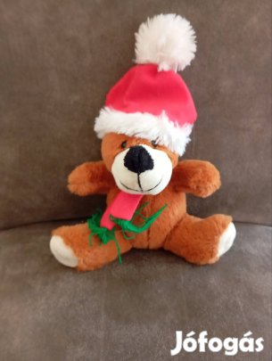 Plüss medve Mikulássapkával