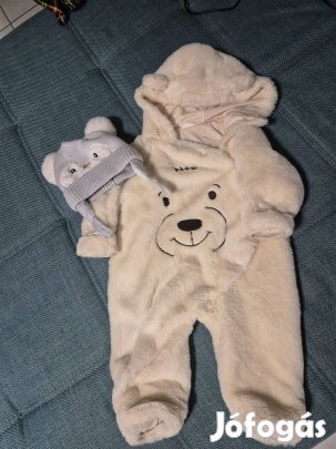 Plüss overál sapkával 6-9 hó