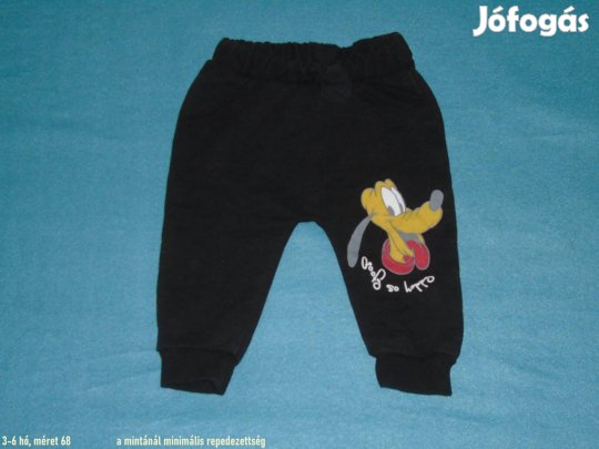 Plútó kutya mintás fekete jogger nadrág 3-6 hó (méret 68)