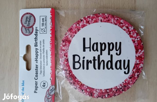 Poháralátét "Happy Birthday", új, 16 db