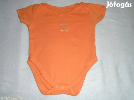 Pók mintás és narancssárga rövid ujjú body 6-9 hó (méret 74)