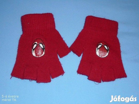 Pókember mintás piros kesztyű 5-6 évesre (méret 116)
