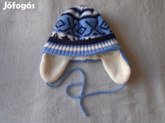 Polár béléses kék színű L méretű sapka (méret L) - 2-4 évesre