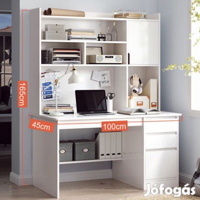 Polcos íróasztal fiókokkal tárolóval 100x45cm fehér OT-507-White