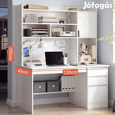 Polcos íróasztal fiókokkal tárolóval 120x45cm fehér OT-504-White
