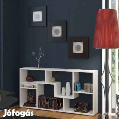 Polcos tároló könyvespolc 120x20x60cm fehér KH15-2
