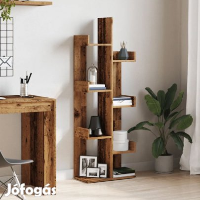 Polcos tároló könyvespolc 48x25x140cm barna KH07-1