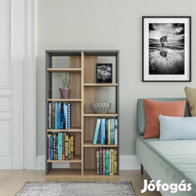 Polcos tároló könyvespolc 72x25x124cm szürke KH14-2