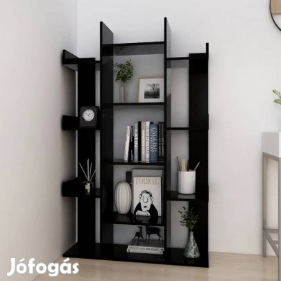 Polcos tároló könyvespolc 86x25x140cm fekete KH06-2