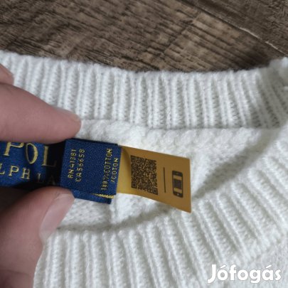 Polo Ralph Lauren fehér kötött pulóver - Új, címkés