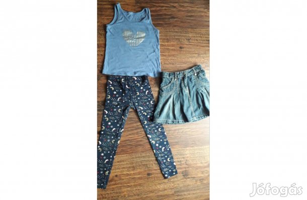 Póló, farmer szoknya, legging 6 évesre szép állapot 1000 Ft/3 db