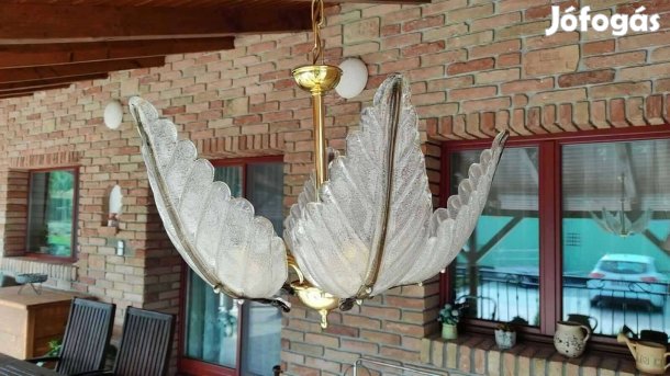 Pompás Kolarz bécsi csillár Muránó murano üvegekkel pálma levél