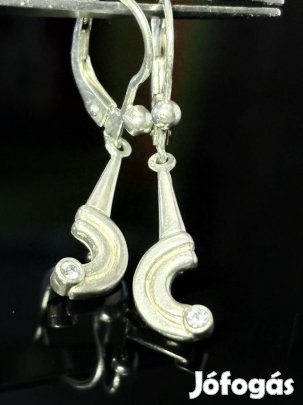 Pompás, lógós ezüst fülbevaló pár