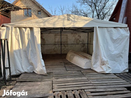 Ponyvagarázs 5x5 x 2m ikergarázs, dupla sátorgarázs stabil