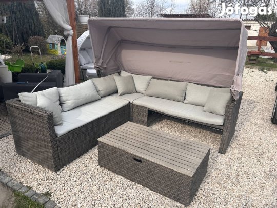 Ponyvás rattan kertibútor