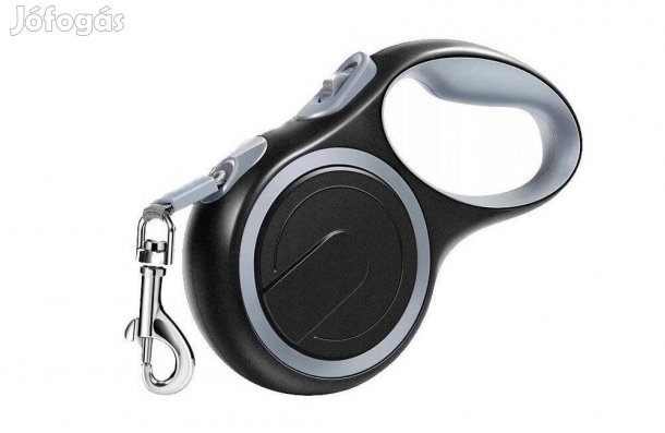 Póráz Automata - 8 m fekete szürke karabiner csúszásmentes markolat