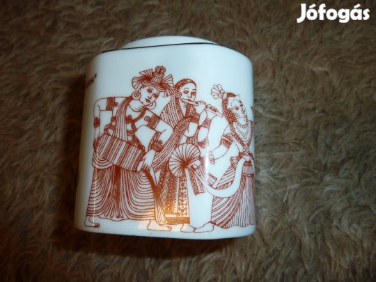 Porcelán Ceyloni teatartó figurális festett