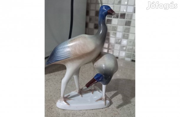 Porcelán Hollóházi 2 darú együtt Sérült