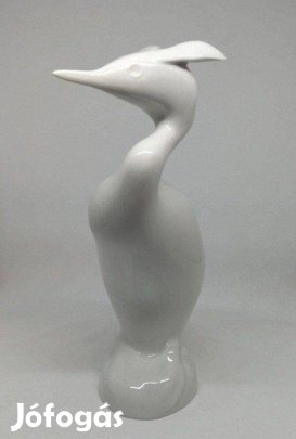Porcelán Royal Dux art deco fehér kócsag "Ritka"!