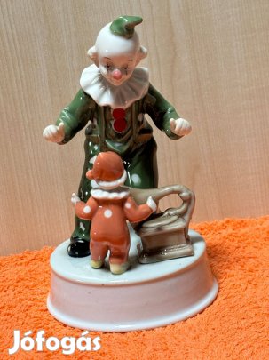 Porcelán bohóc figurális szobor, dísztárgy dekortárgy