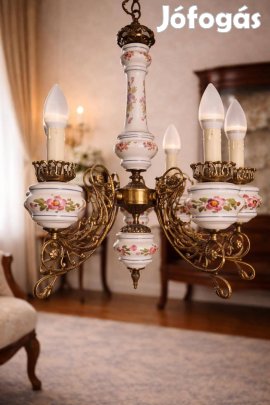 Porcelán-bronz csillár 