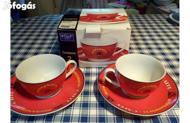 Porcelán cappuccino készlet( Piros) Érden