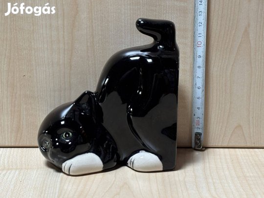 Porcelán cica figurális könyvtámasz