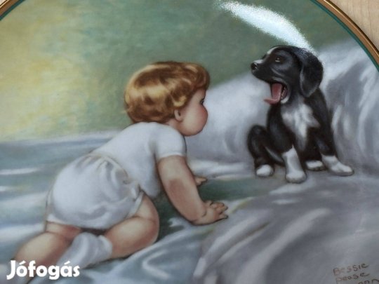 Porcelán dísztányér "A gyermek legjobb barátja"