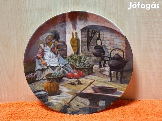 Porcelán dísztányér, mesetányér, Hamupipőke