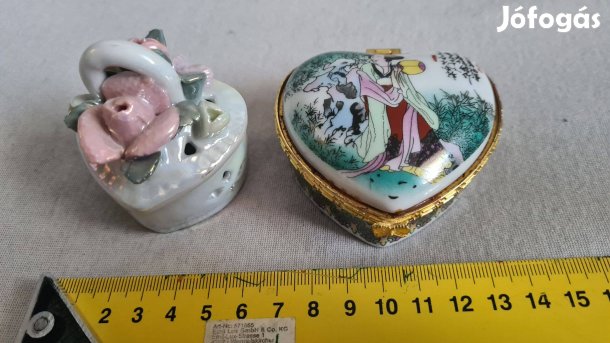 Porcelán ékszerdoboz 2 db kicsi