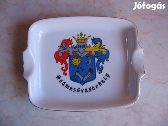 Porcelán hamutartó Hódmezővásárhely címerével