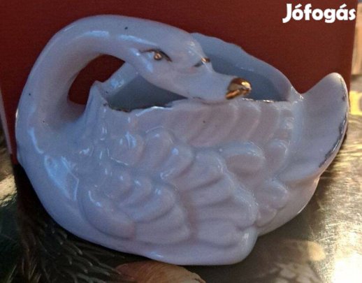 Porcelán hattyú figura bonbonos / ékszertartó dísztárgy