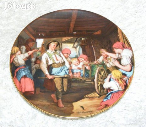 Porcelán jelenetes falitányér