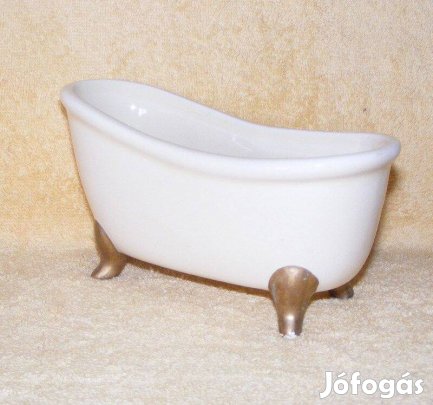 Porcelán kád játékbaba, babaház kiegészítő