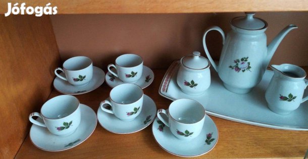 Porcelán kávéskészlet,kiöntővel,cukortartóval,hibátlan,újszerű!/26