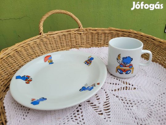 Porcelán macimintás gyerektányér szett