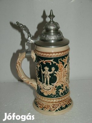 Porcelán ónfedeles korsó/krigli/kupa eladó