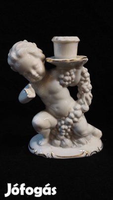 Porcelán putto gyertyatartó