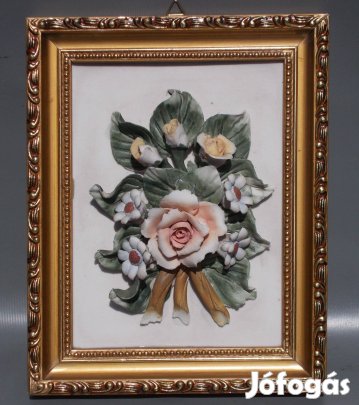 Porcelán rózsacsokor falikép