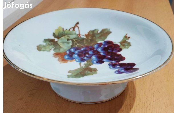 Porcelán talpas gyümölcsös tál