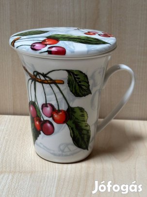 Porcelán teás csésze szűrővel