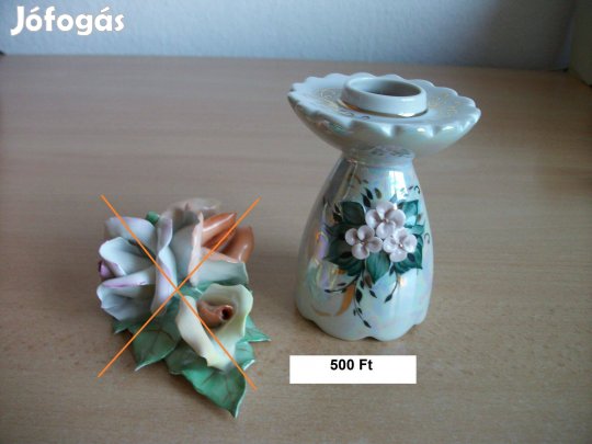 Porcelán virágos dísztárgy