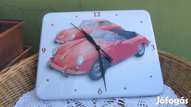 Porsche 356B mintás fém falióra -Működik!
