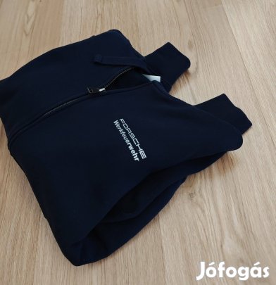 Porsche pamut sötétkék férfi sportos pulóver M