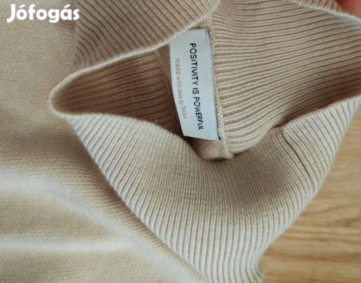 Positivity is powerful bézs tschibo női kötött tunika pulóver L