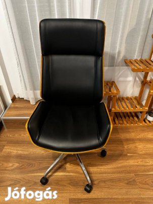 Premium Főnöki forgószék kényelmes, modern , műbőr, dió fekete