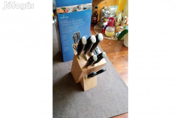 Prémium Nemesacél Kés készlet WS kaucsukfa önélező blokkal